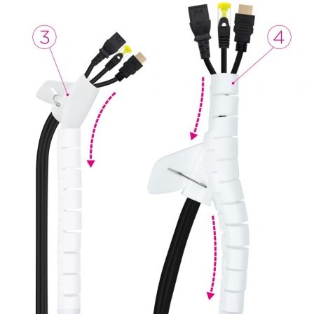 Nanocable Organizador de Cables Flexible 25 mm, Blanco, 3 m